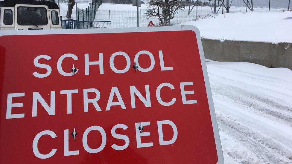 A school entrance closed sign