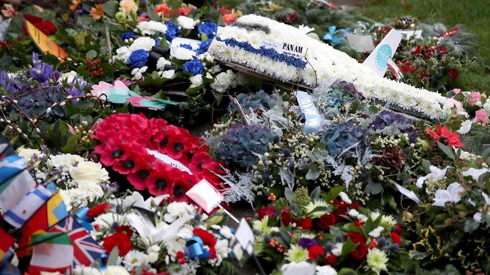 Wreaths at the Lockerbie memorial