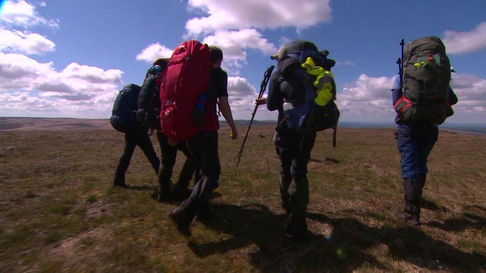 Trekkers on Dartmoor