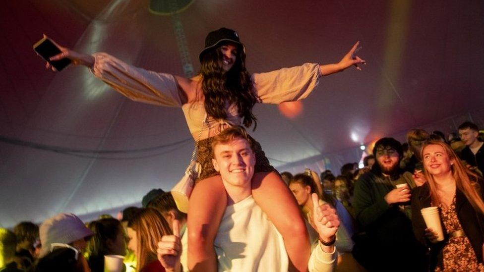 Festival goers at Sefton Park music gig