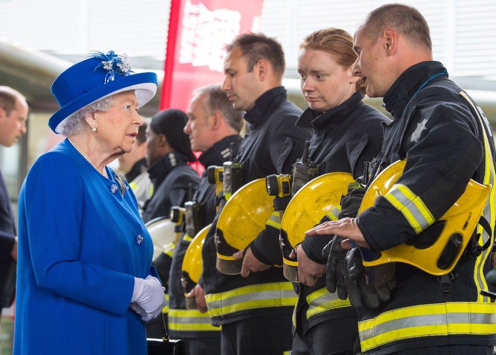 The Queen meets firefighters