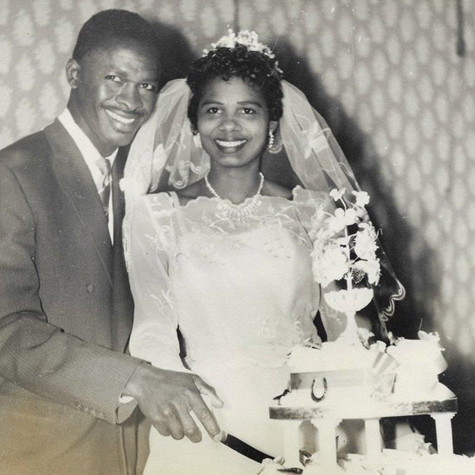 Joan Harry and husband - wedding photo