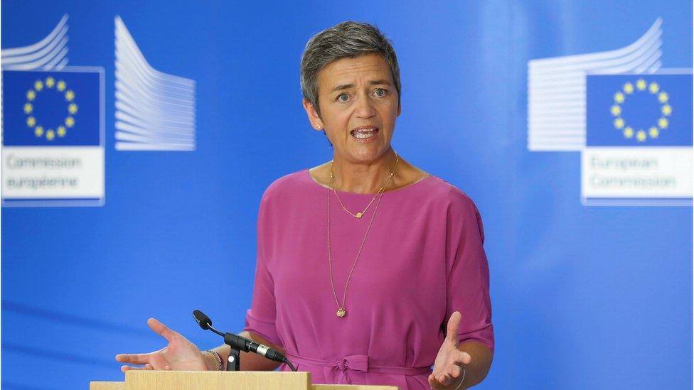 European Union Competition Commissioner Margrethe Vestager at a press conference in July