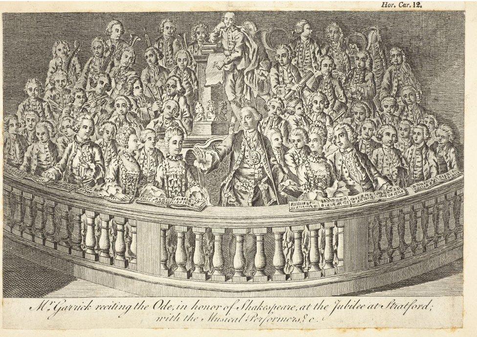 Garrick delivering his ode at his Jubilee of 1769