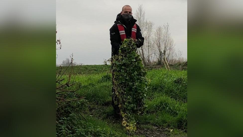 man with pennywort