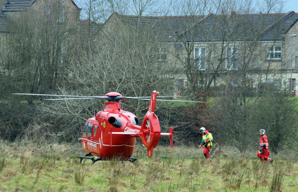 Air ambulance at scene