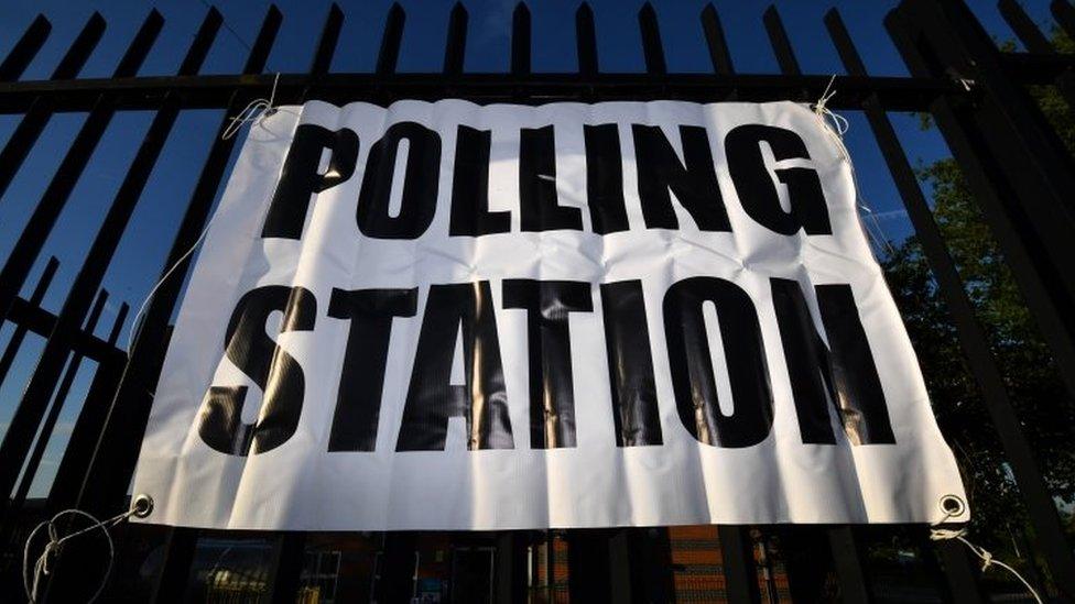 Polling station sign