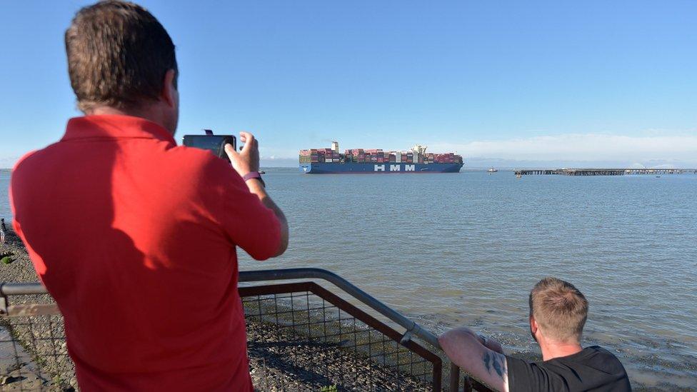 Person takes photo of HMM Algeciras