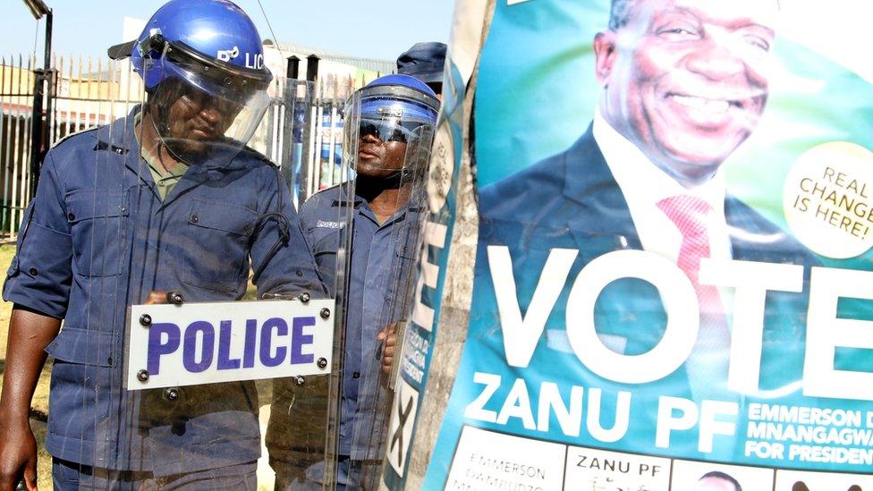 Riot police in Harare, Zimbabwe - 3 August 2018