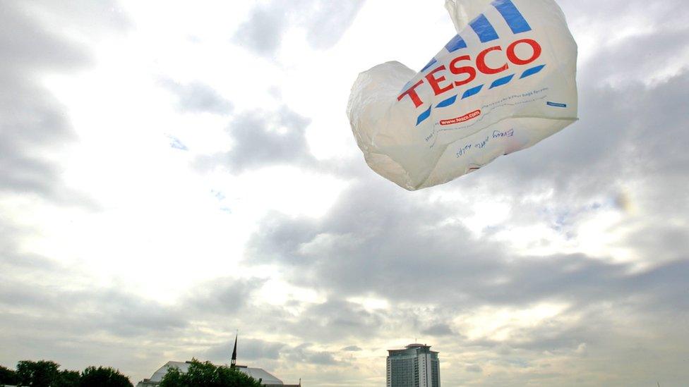 Plastic bag floats in the wind