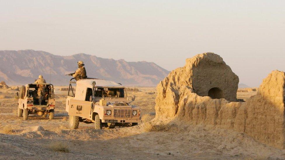 Stock photo of British soldiers on patrol in Afghanistan