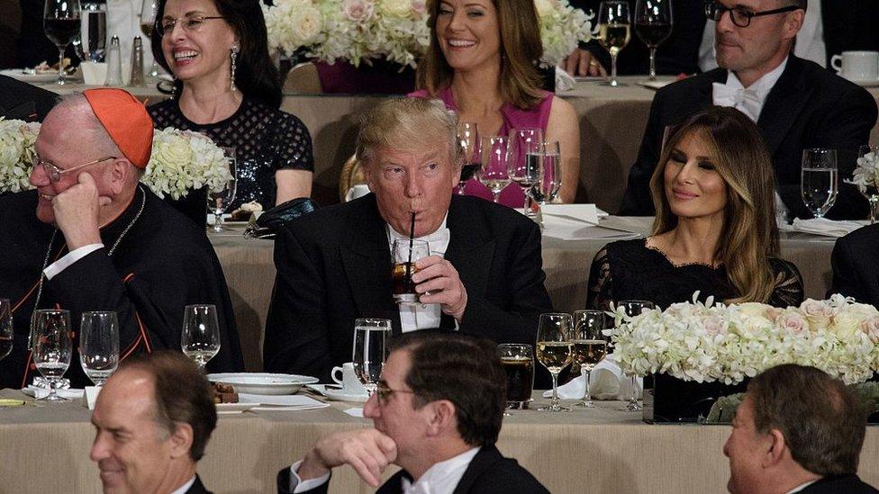 trump sips a soda