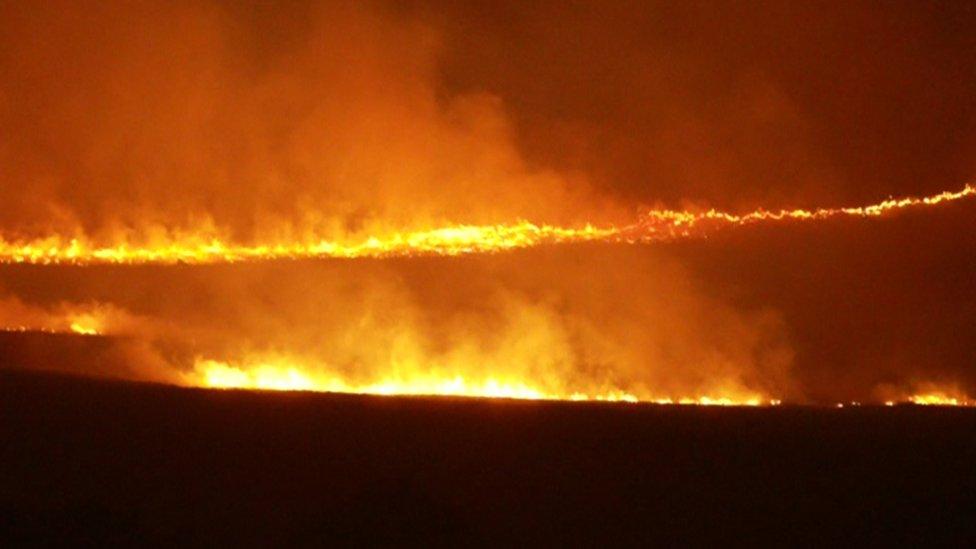 Fire on Mourne mountains