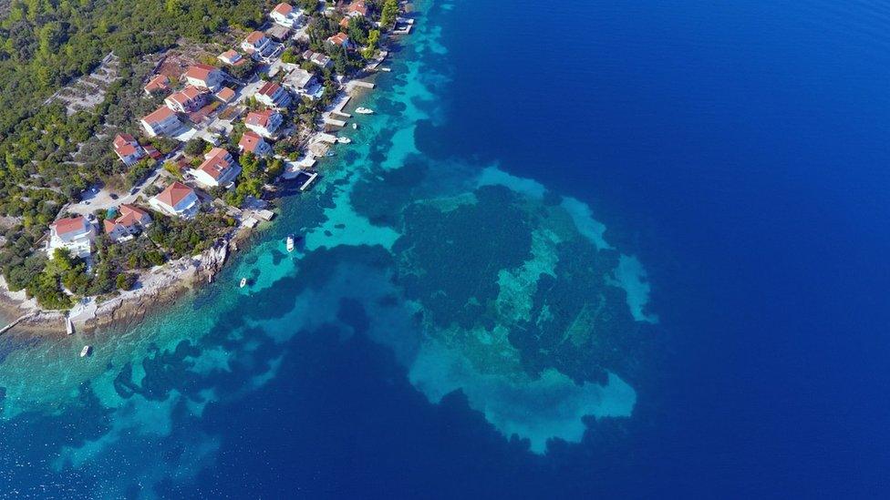 The coast of part of Korčula Island in Croatia.