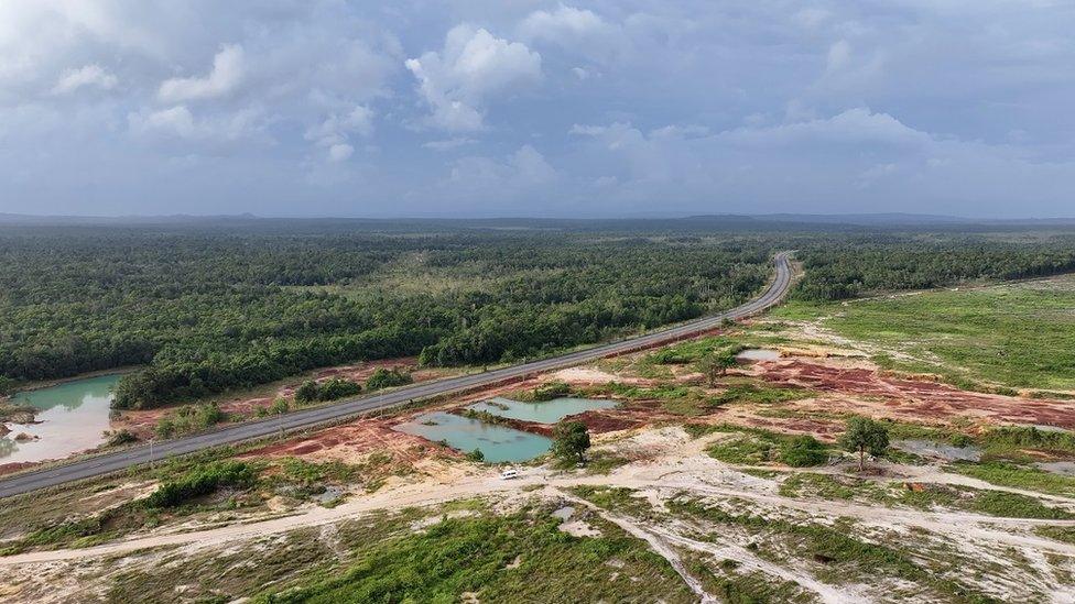 A drone shot of the Dara Sakor development project