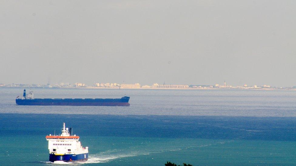 General view of French coast from Dover, Kent