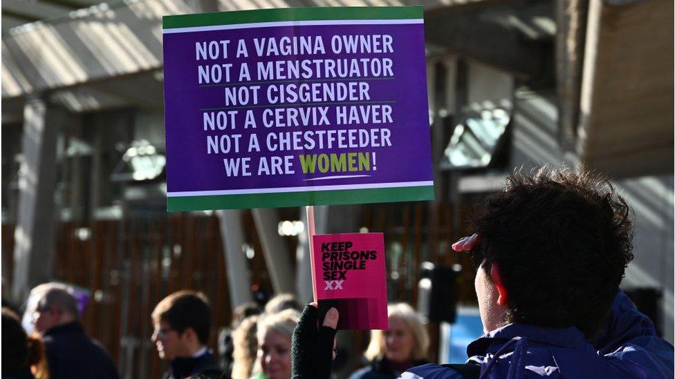 Grassroots women's organisations protest outside the Scottish Parliament against proposed changes to gender recognition laws, on October 6, 2022