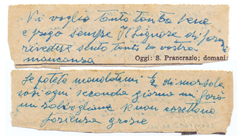 One of Daniele's letters, requesting a small bottle of Marsala