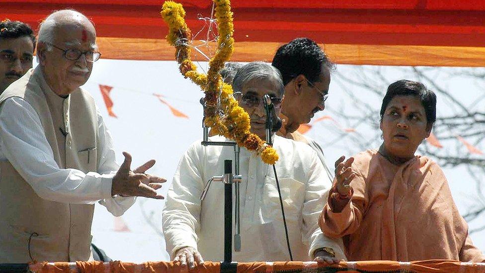 LK Advani (left) and Uma Bharti