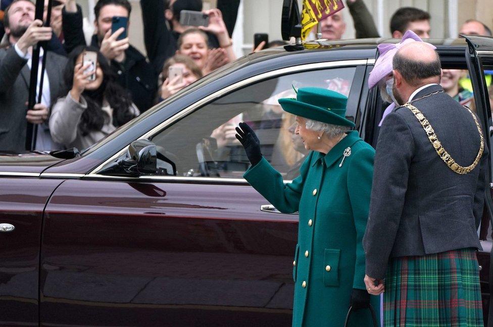 Queen Elizabeth attends the official opening of the sixth session of the Scottish Parliament in 2021