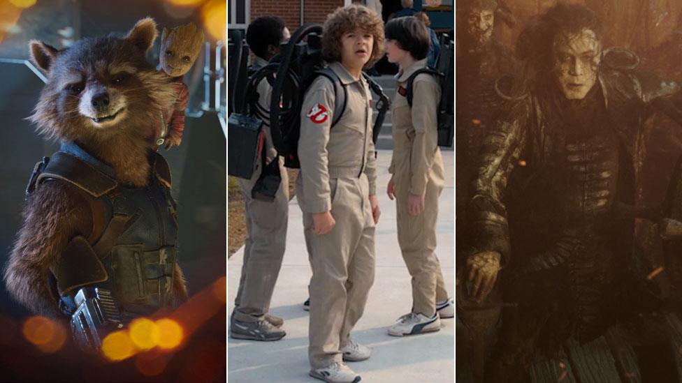 Scenes from Guardians of the Galaxy Vol. 2, Stranger Things and Pirates of the Caribbean: Dead Men Tell No Tales