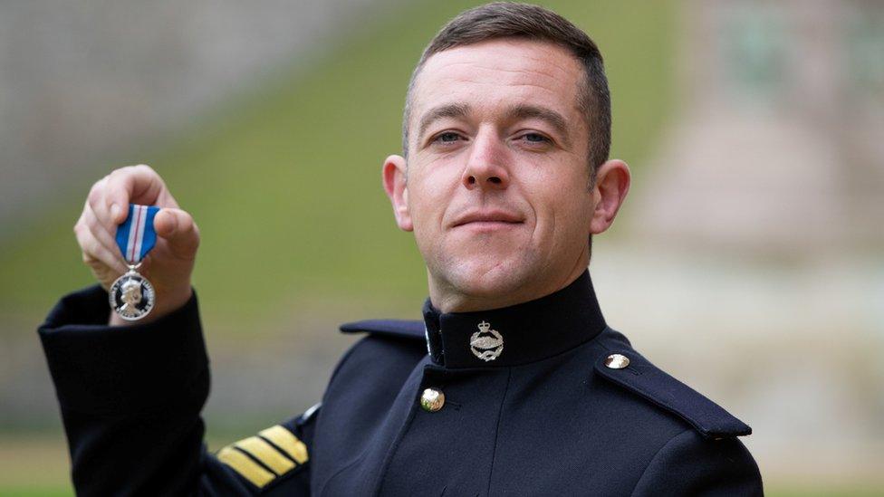 Staff Sergeant Stuart Griffiths with Queen's Gallantry Medal