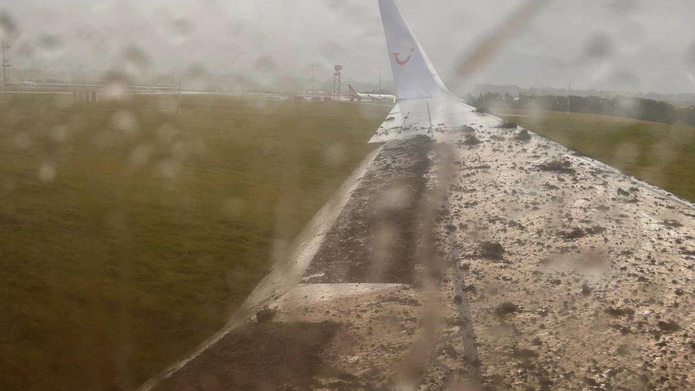 A plane covered in mud