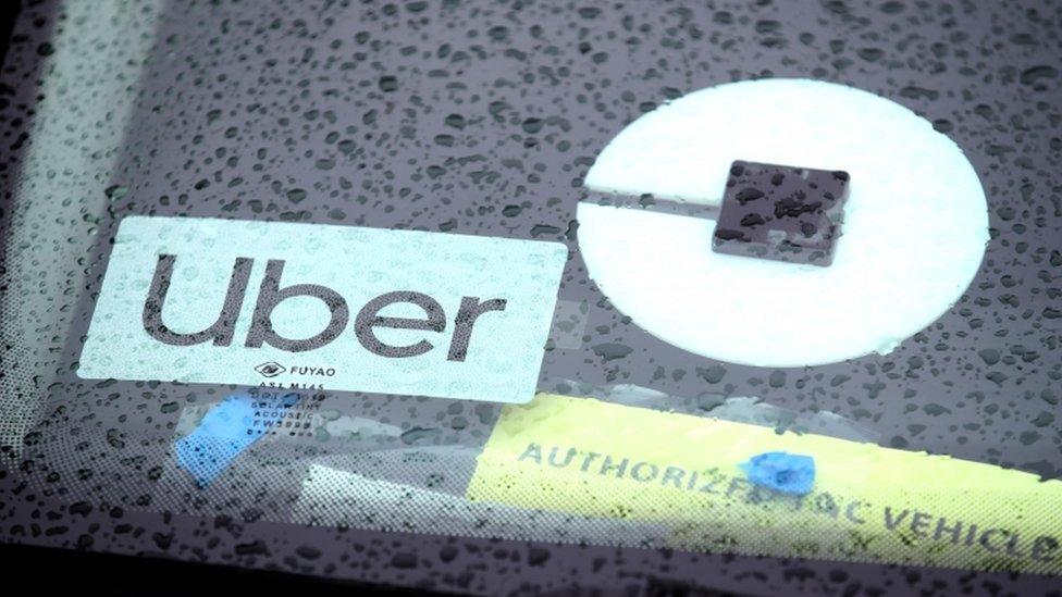 Uber sign on car