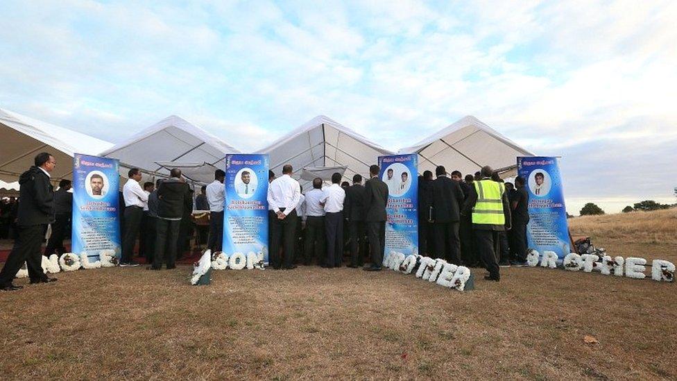 Mourners on Winn's Common in London at the funeral of the 5 friends who died at Camber Sands