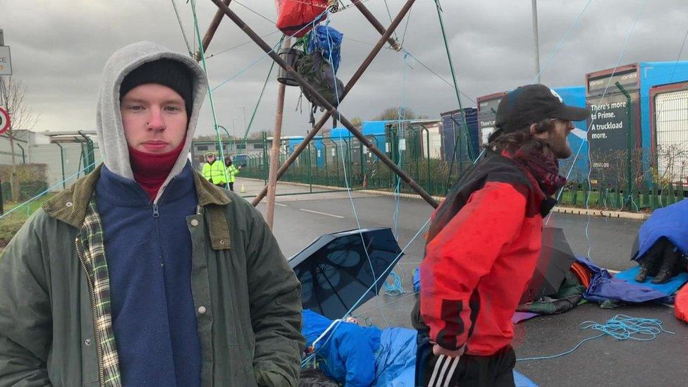 Nathan McGovern, 22, at the protest in Coventry