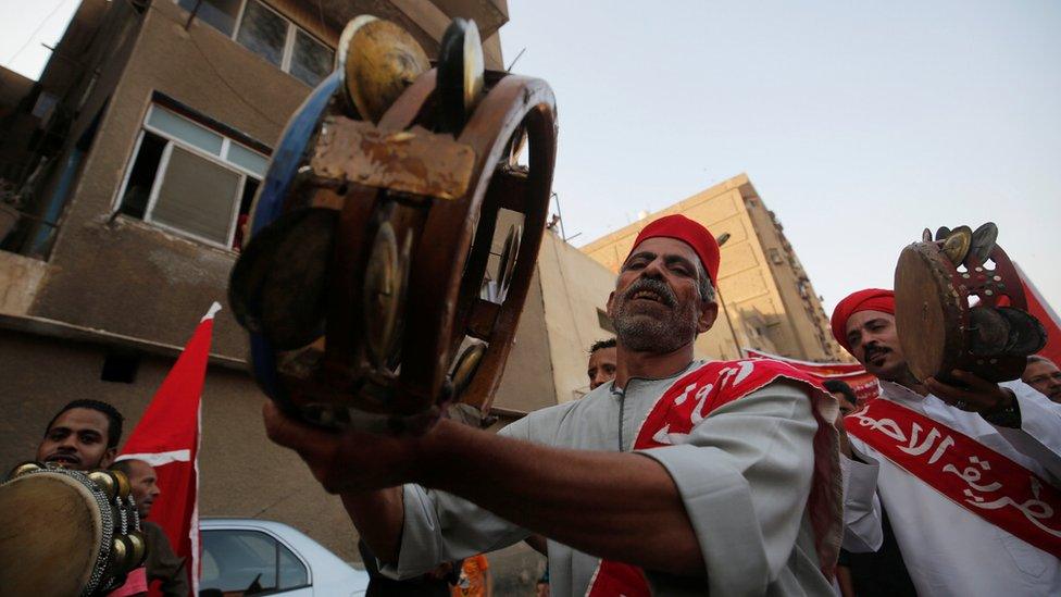 Sufi Egyptians playing tambourines in Cairo, Egypt - Sunday 2 October 2016