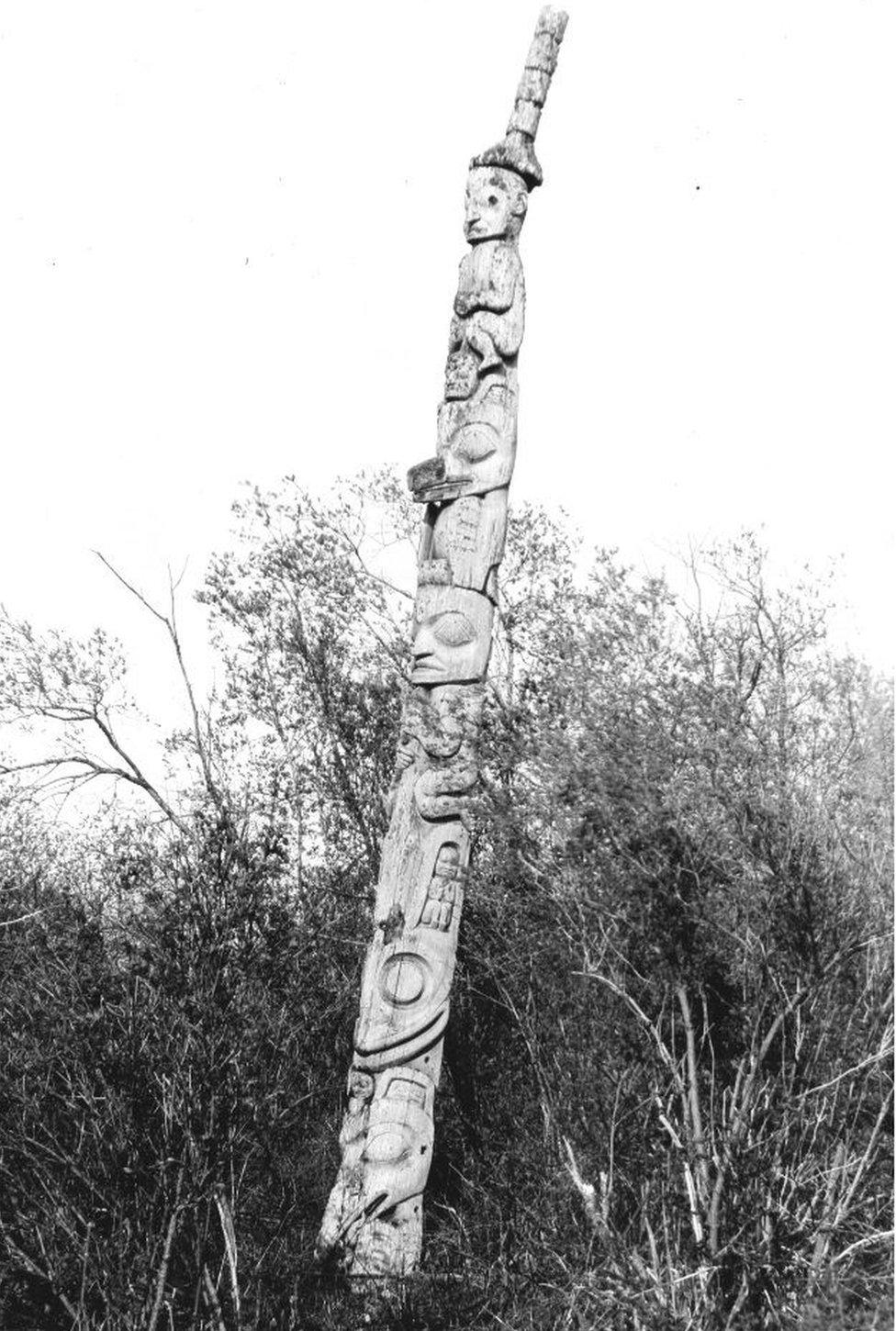 The pole stood for more than 70 years in Nass Valley before it was moved to Scotland