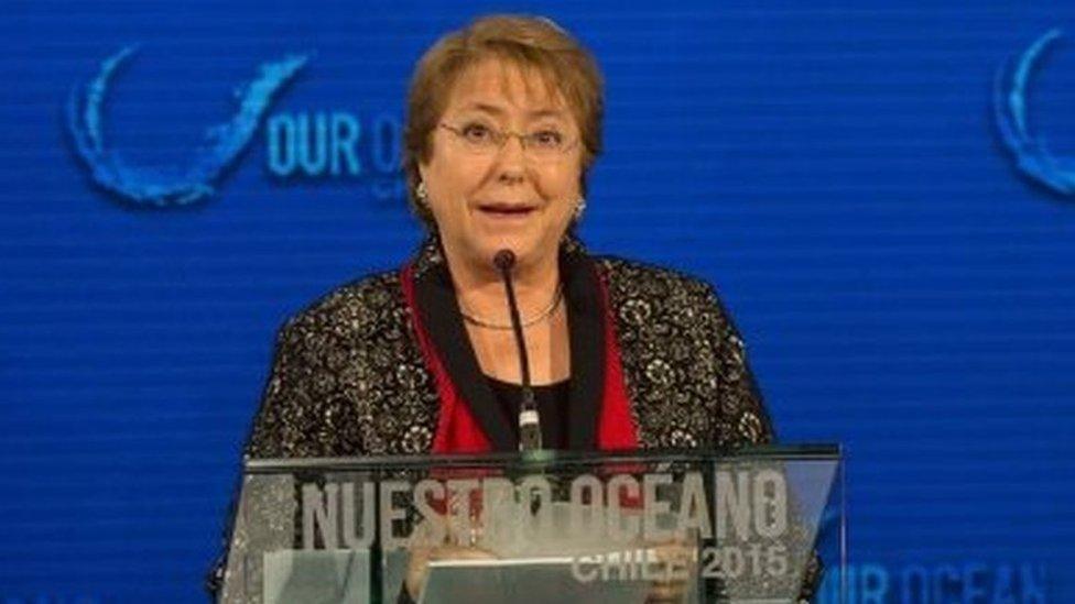 Chilean President Michelle Bachelet speaks during the opening ceremony of the Our Ocean meeting in Vina del Mar on 5 October, 2015.