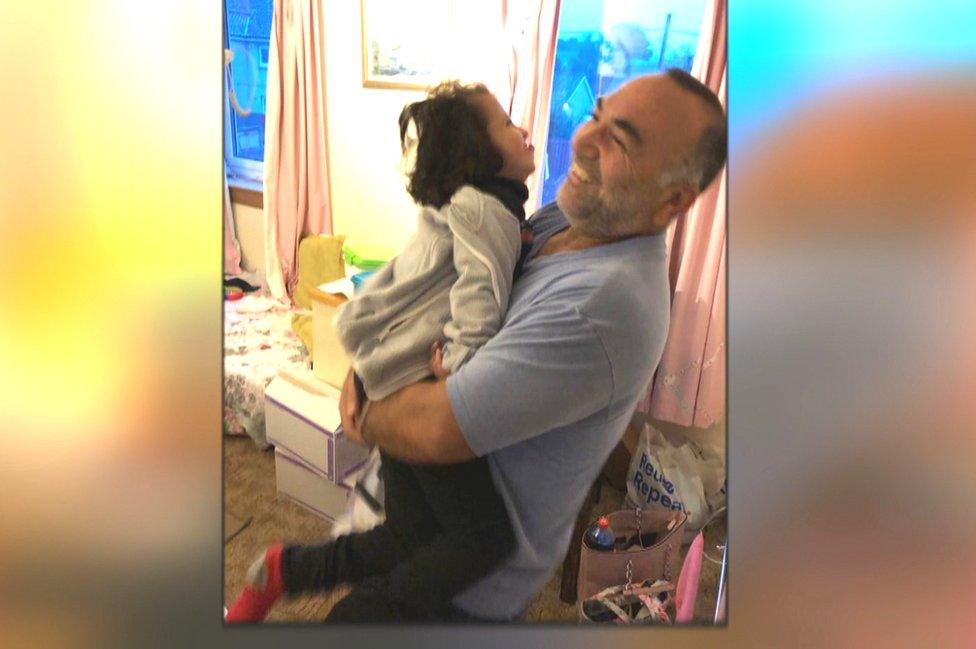 The moment father and daughter were reunited after three months and a two-week quarantine period