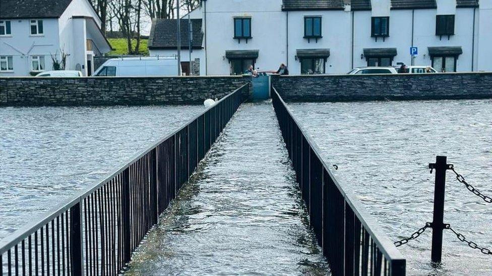 High tide in Castletown Harbour