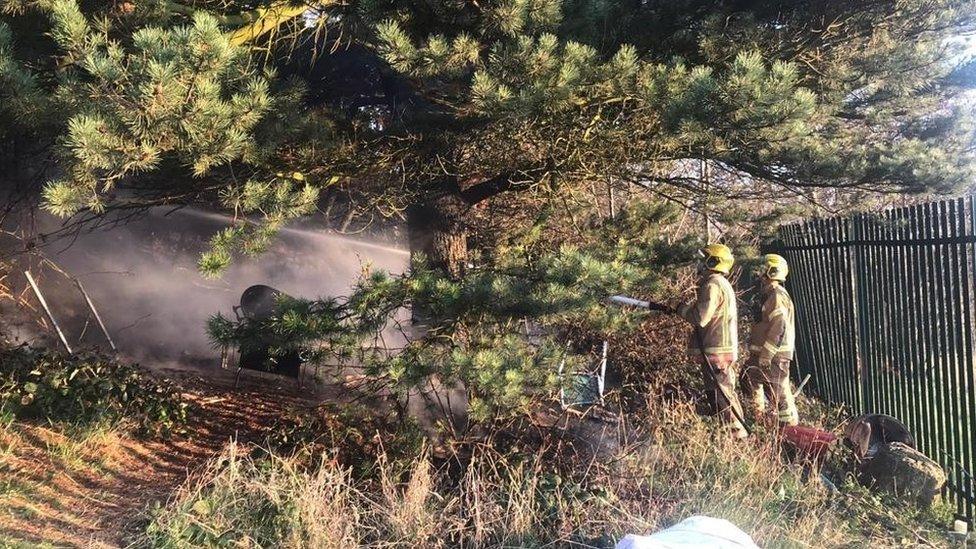 Fire in woodland near Birtley