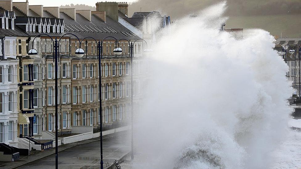 Aberystwyth seafront in January 2014 after high tide