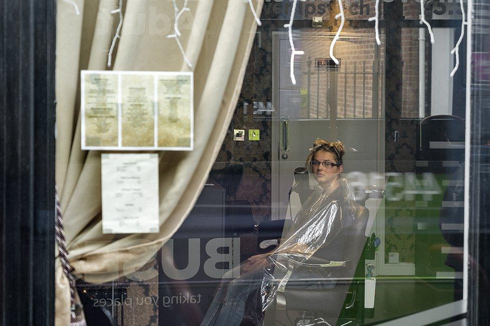 Woman getting a haircut in Ipswich