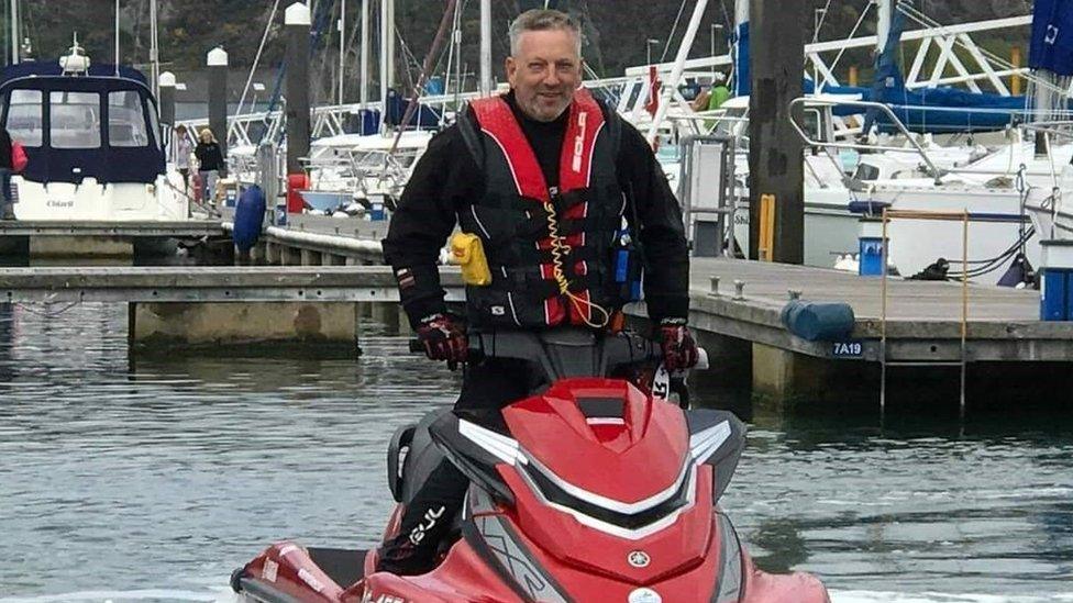 Scott Beeland on a water bike