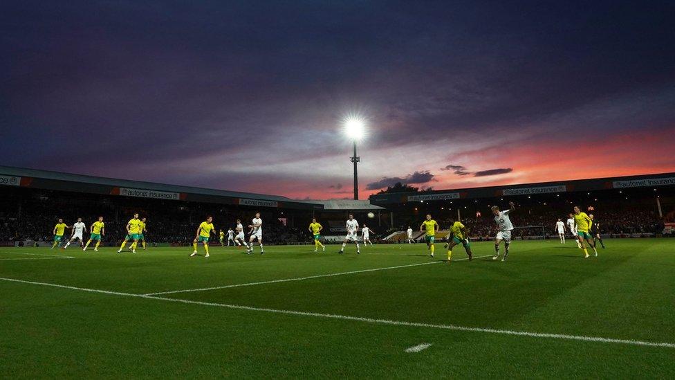 A general view of play during the Sky Bet League Two play-off semi-final, second leg match at Vale Park, Stoke-on-Trent.