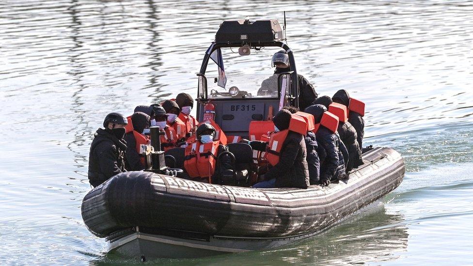 Boat at Dover carrying migrants in Mat 2022