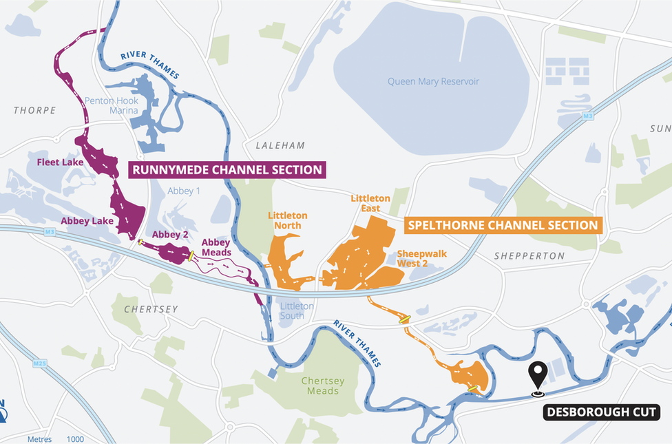 Map showing areas around River Thames