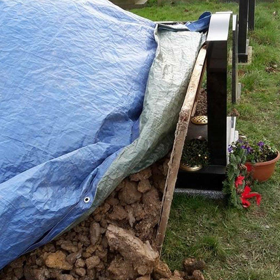 Rubble on grave