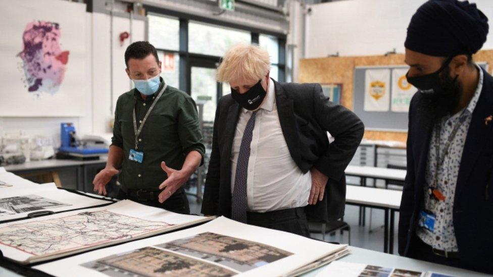 Boris Johnson during a visit to Kieklees College