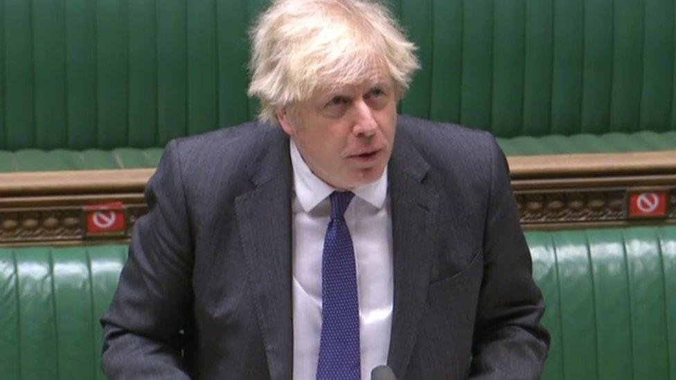 Boris Johnson speaking during PMQs