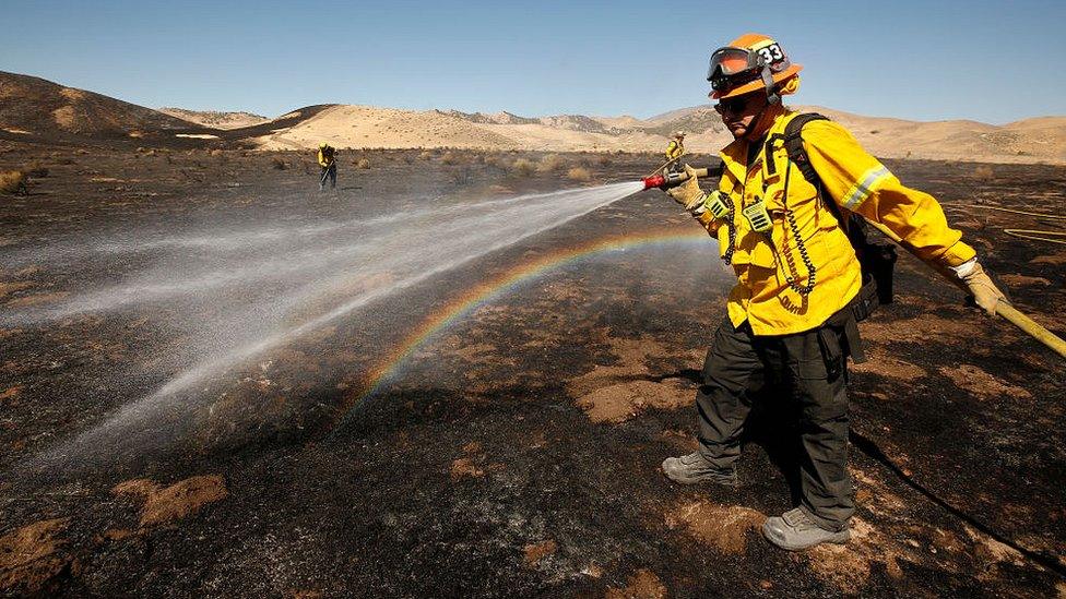 Fire officer near Gorman. Pasadena, California