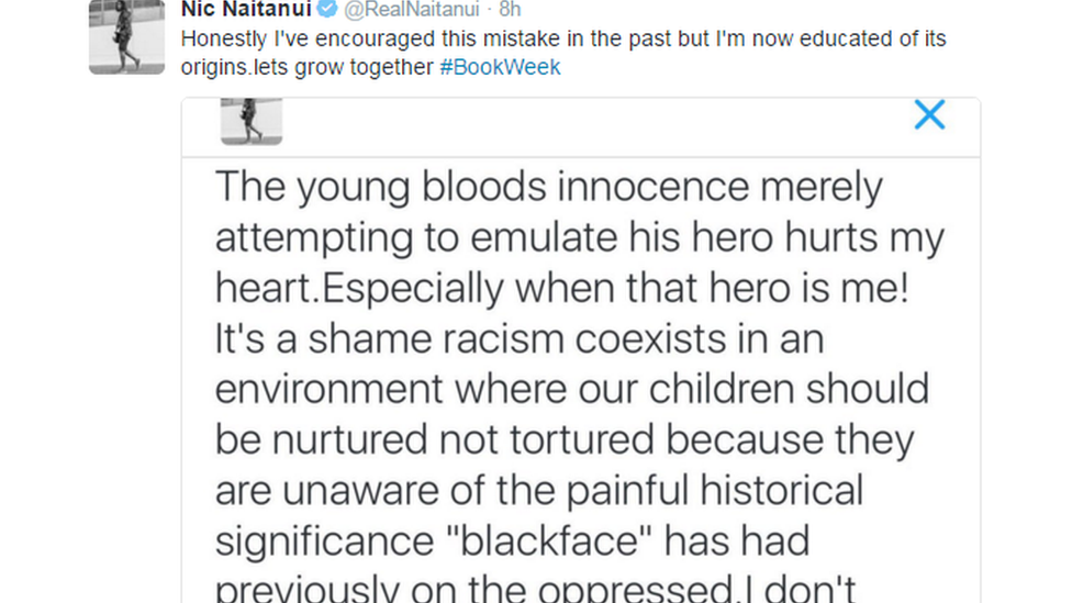 "It's a shame racism coexists in an environment where our children should be nurtured not tortured because they are unaware of the painful historical significance blackface has had previously", says Nic Naitanui on Twitter