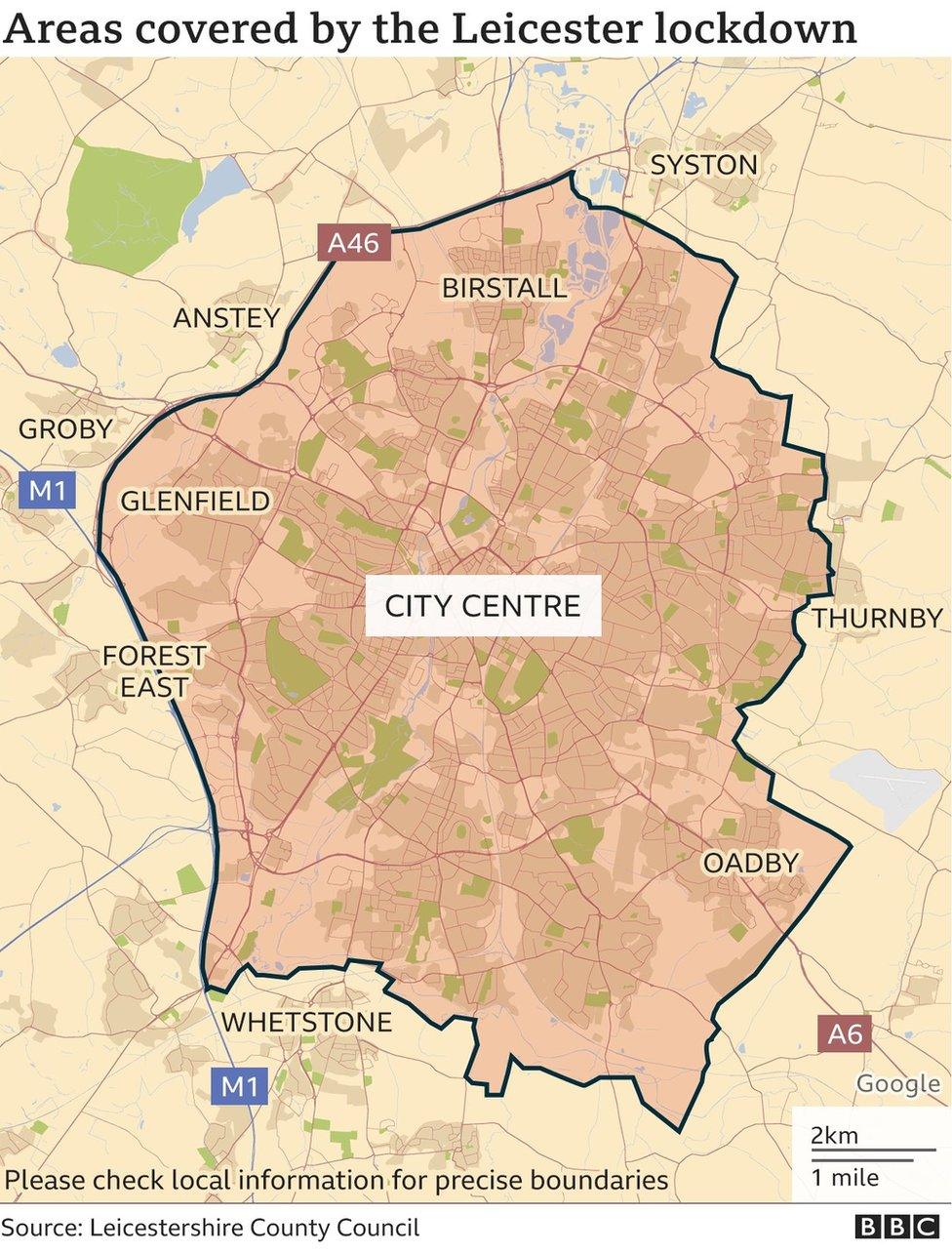 Leicester school lockdown map