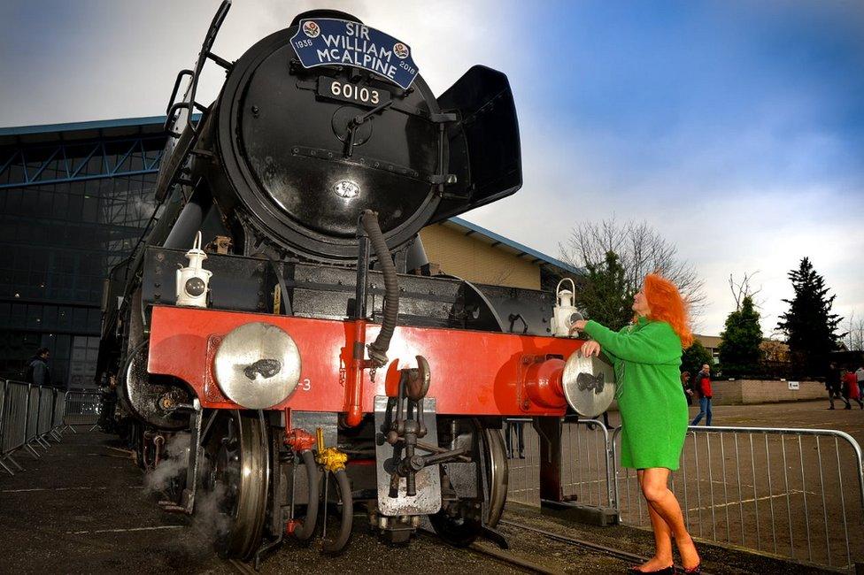 Lady Judy McAlpine and Flying Scotsman