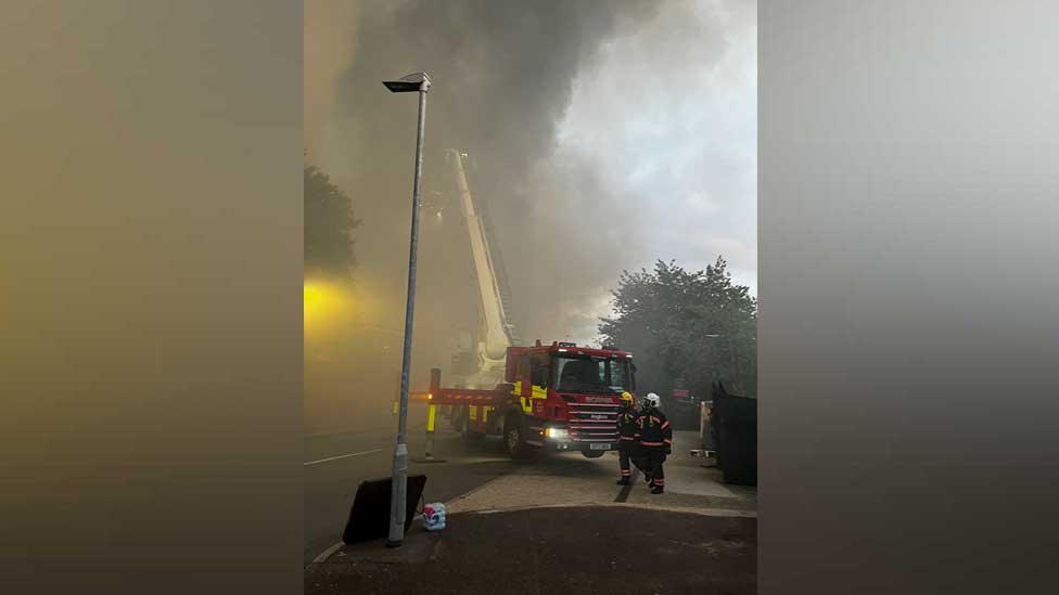 A fire in Baldock, Hertfordshire